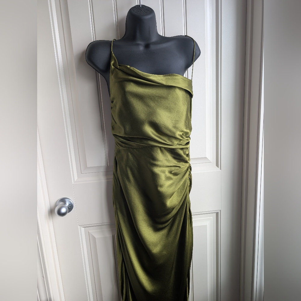 The Sei Moss Green Satin Dress 6